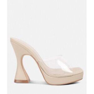 Summer Chic Rag & Co Women's Clear Strap Block Heel Sandals